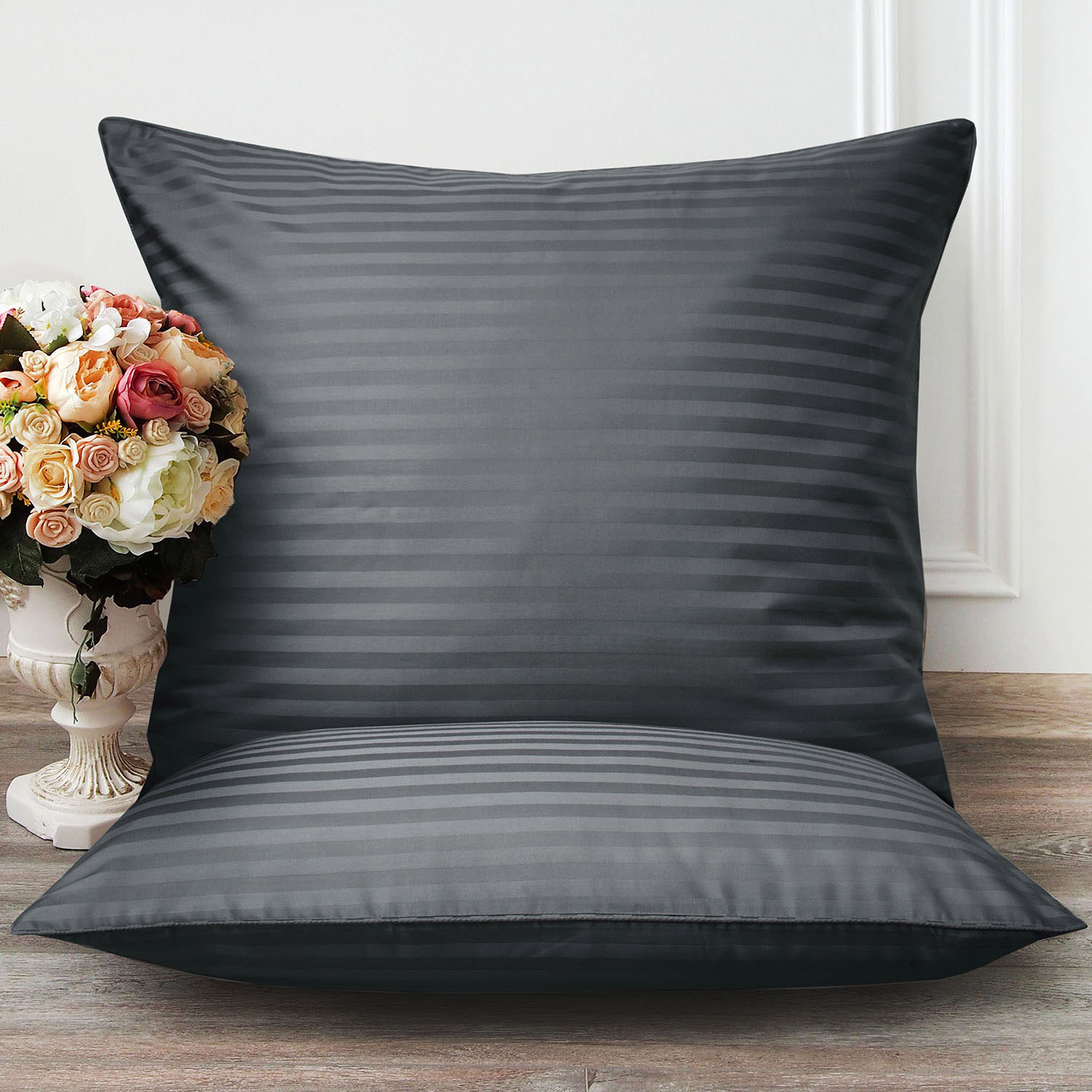 Набор наволочек Сатин-Страйп мокрый асфальт 18-4005