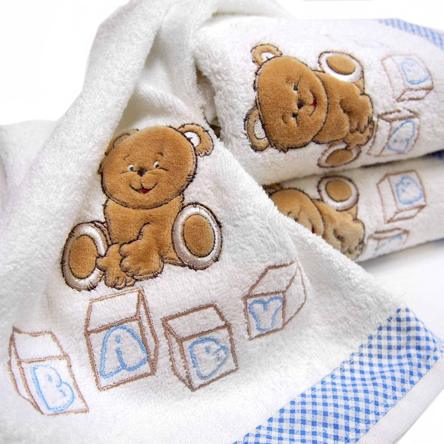 Полотенце ТЕДДИ белое-голубое