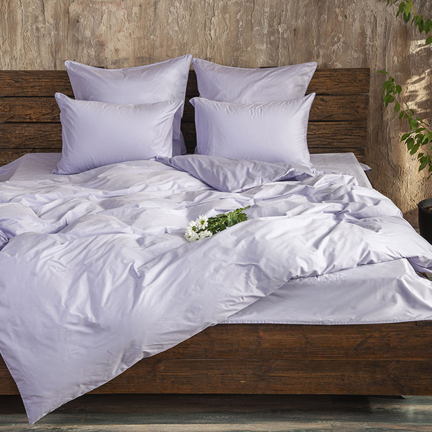 Комплект постельного белья Сатин-Люкс однотонный сиреневый 3907