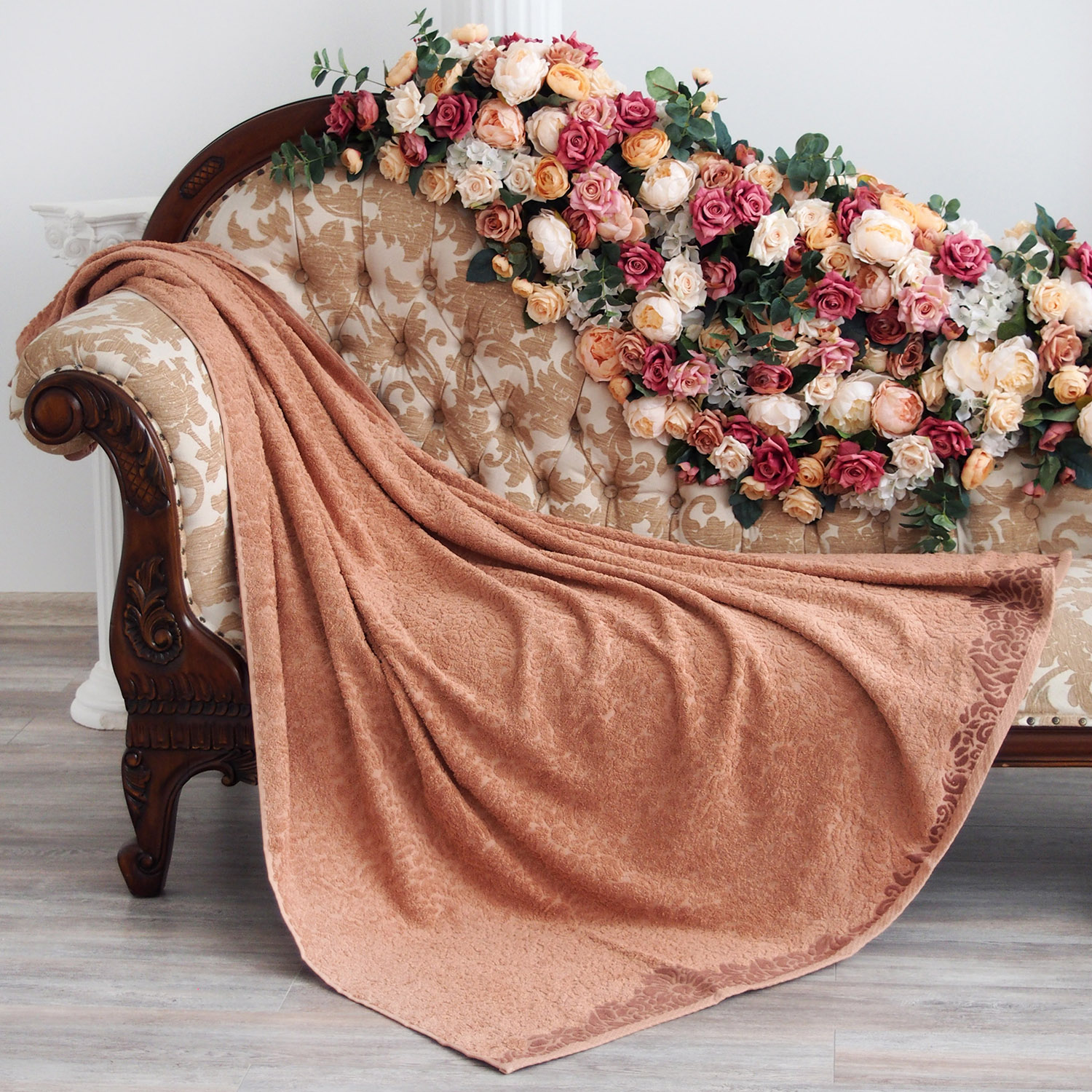 Простыня махровая САНДРА 200х220см светло-коричневое