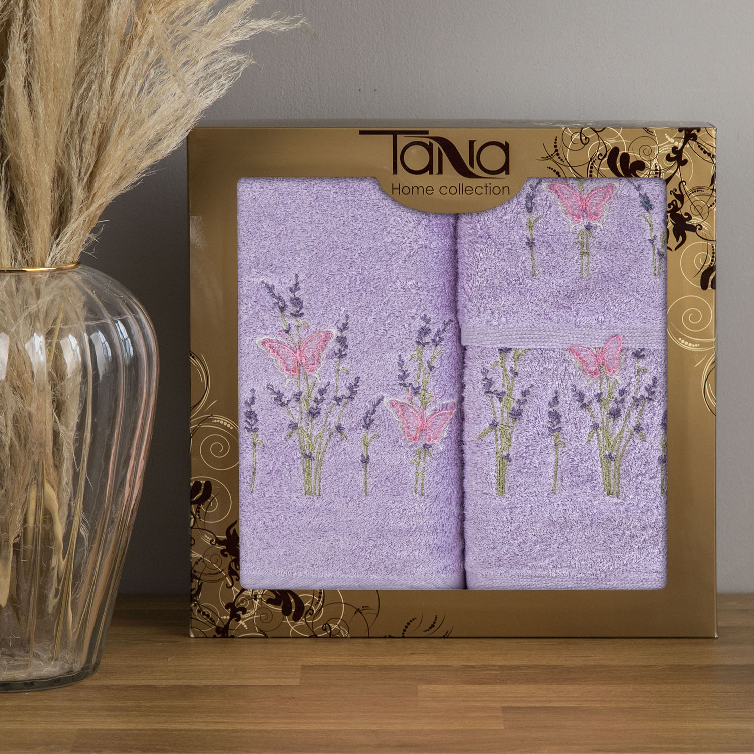 Набор полотенец БАТЕРФЛЯЙ 3Д сиреневый из 3х