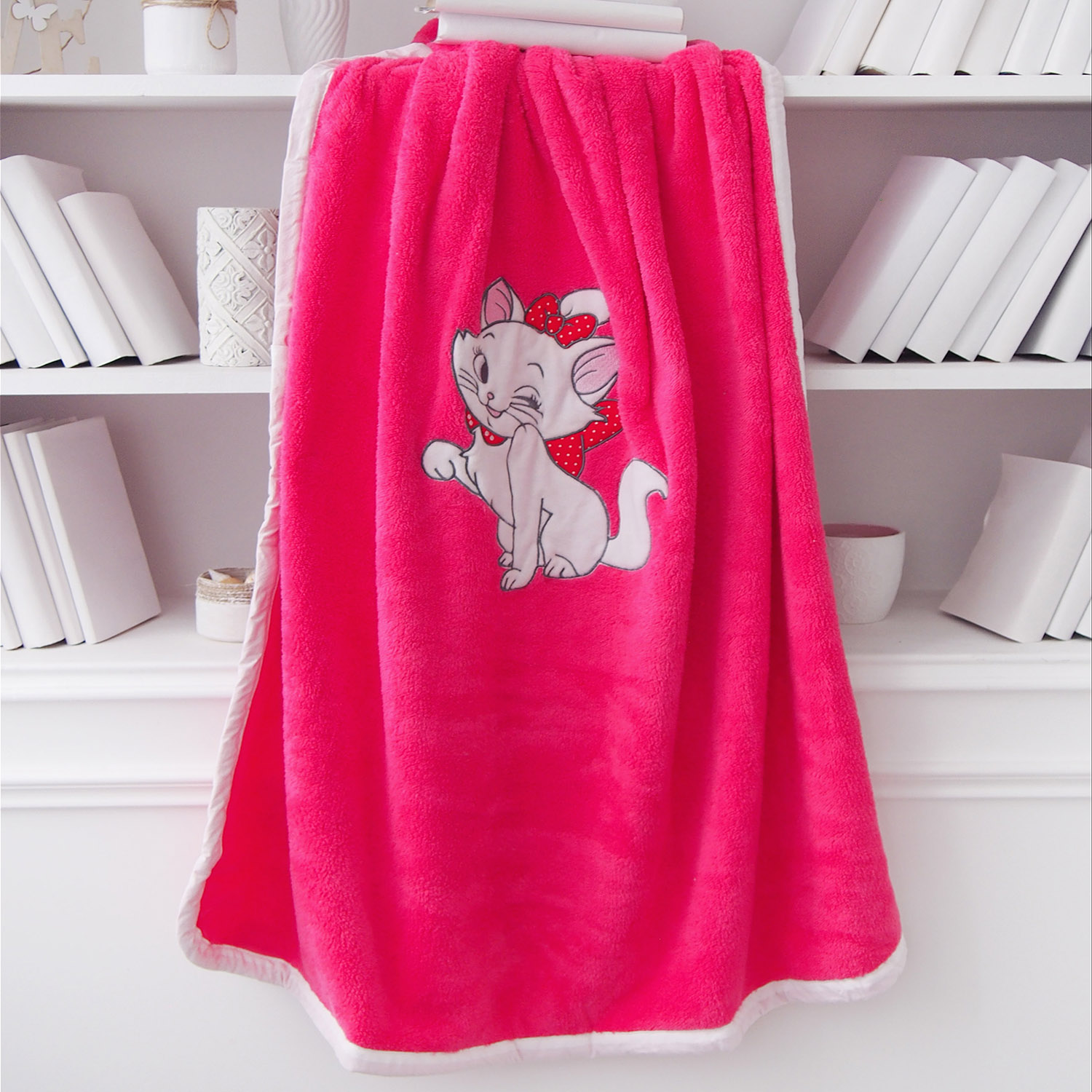 Детский плед КОШКА 100х120см розовый