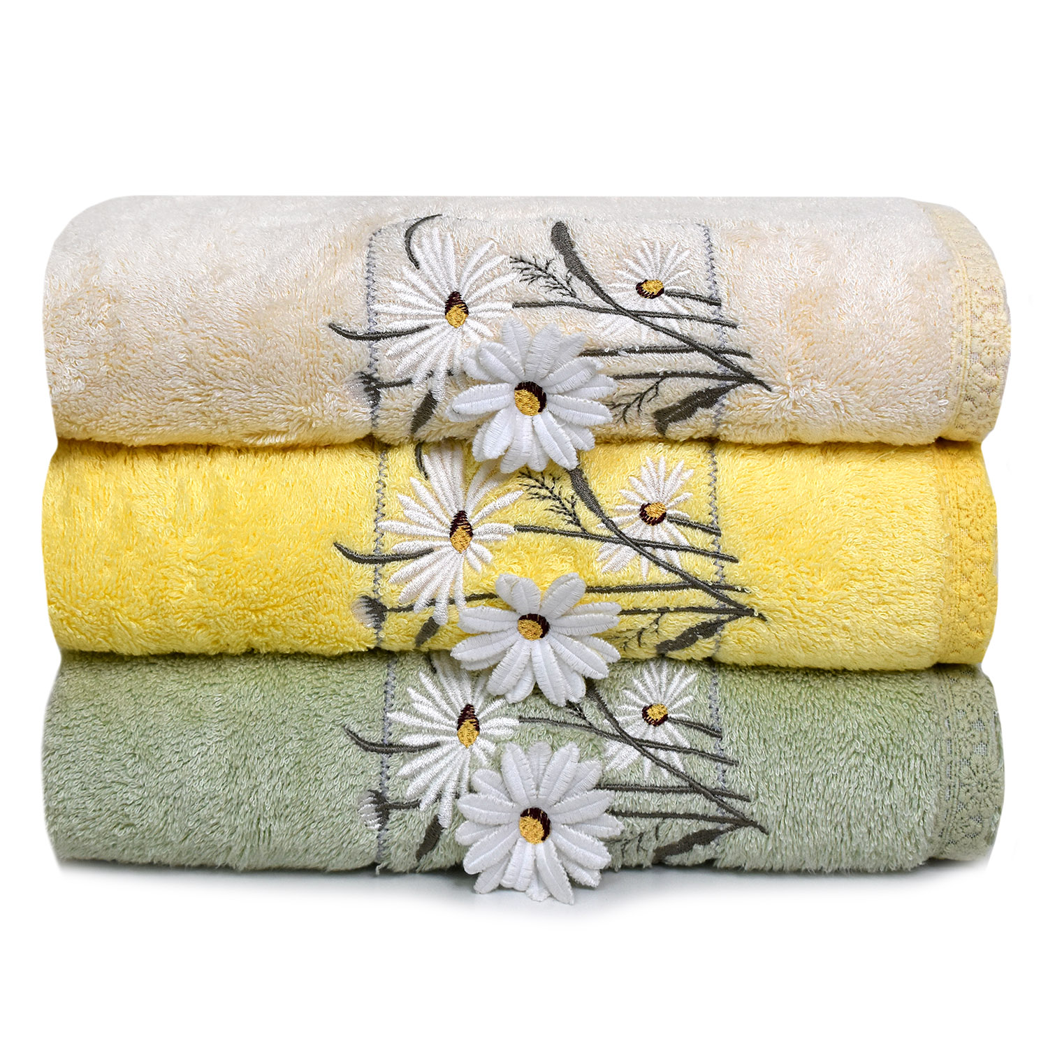 Полотенце ДЕЙЗИ 3Д зеленое
