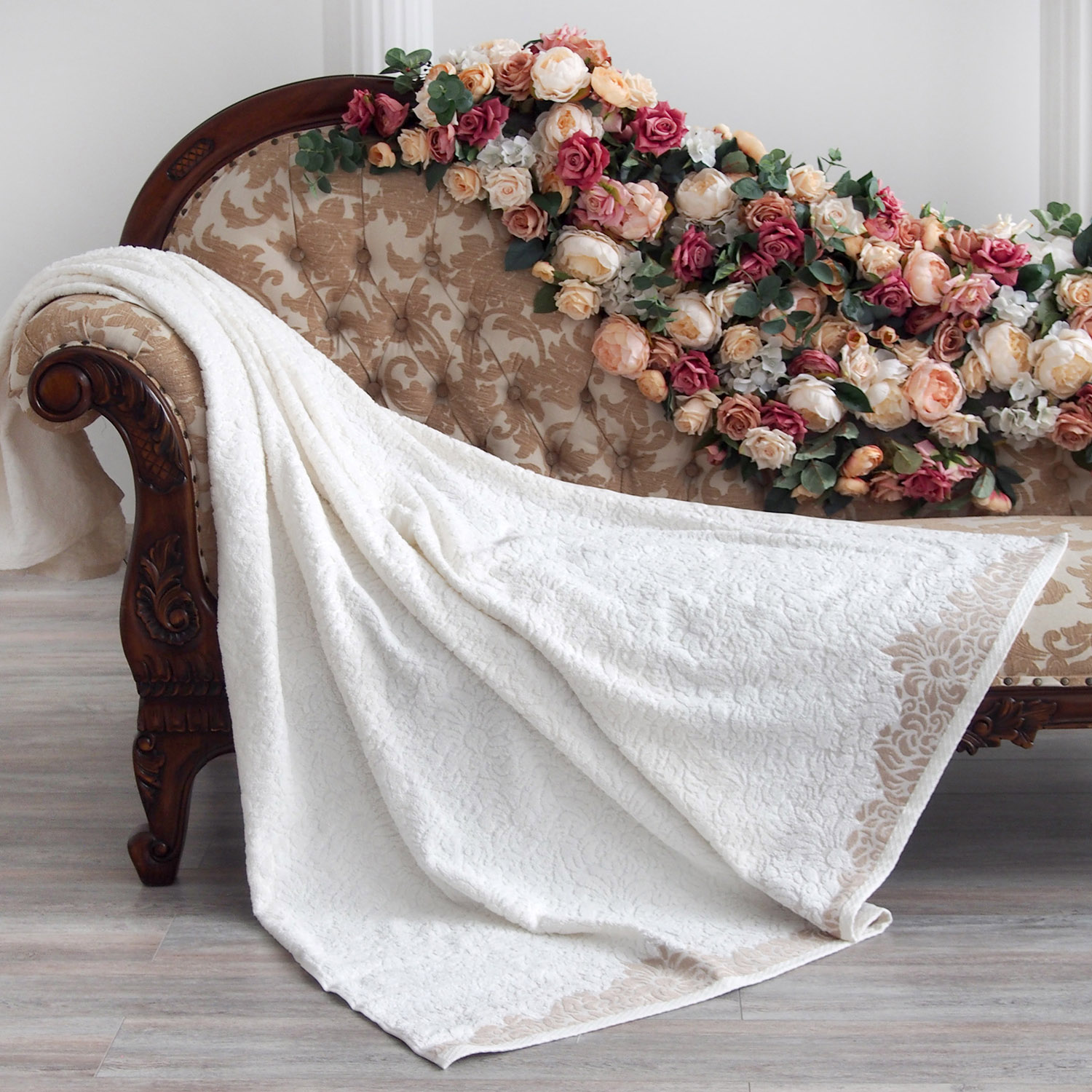 Простыня махровая САНДРА 200х220см молочная