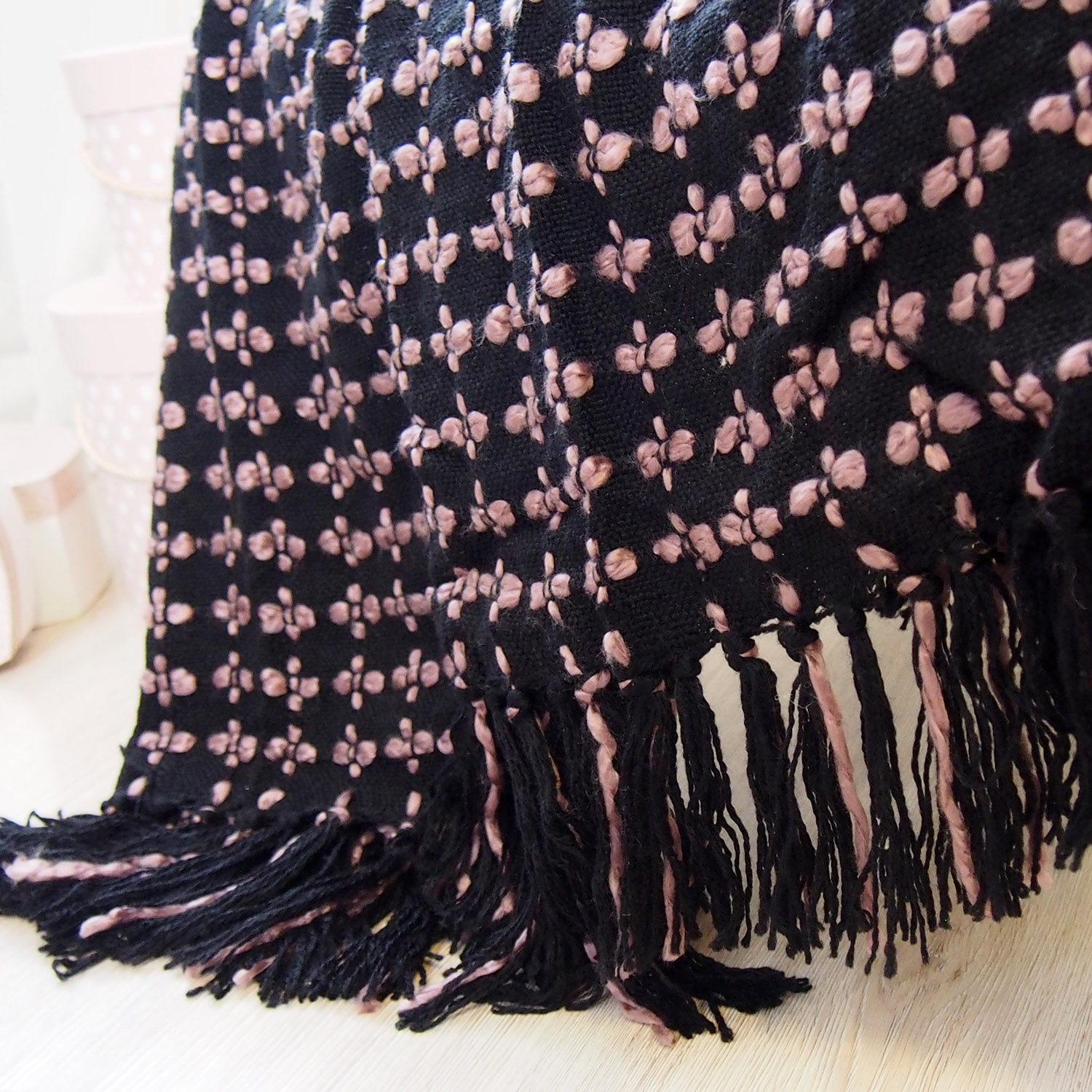 Плед с кистями 9А019 150х200см черный