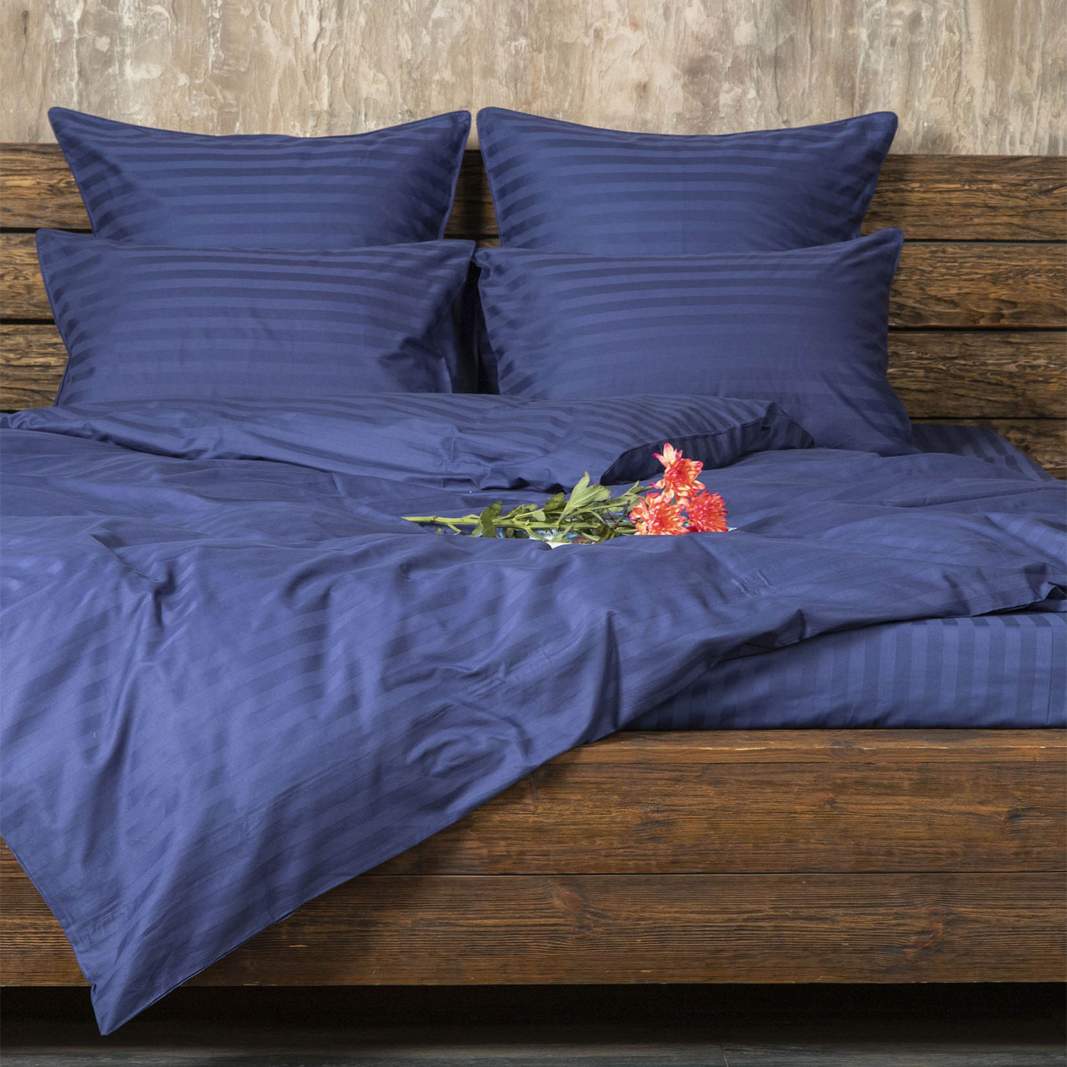 Пододеяльник Сатин-страйп синий 19-3933