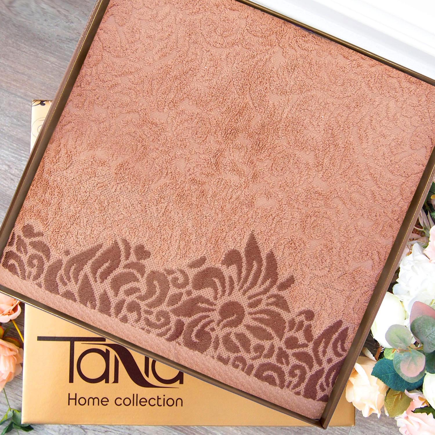 Простыня махровая САНДРА 200х220см светло-коричневое