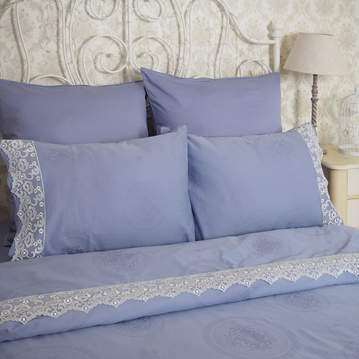 Комплект постельного белья Бамбук-Жаккард Премиум синий 0449