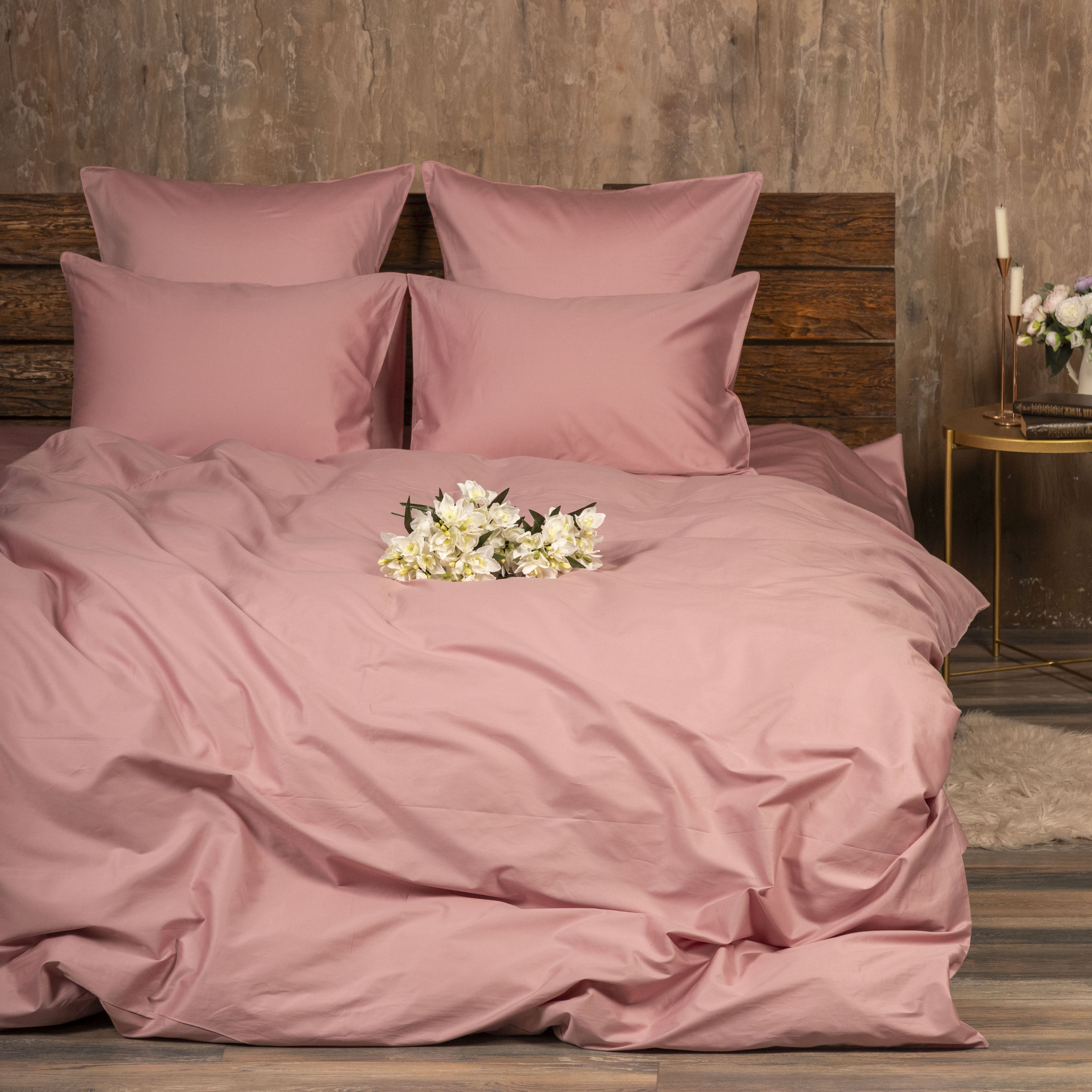 Комплект постельного белья Мако-сатин с модалом розовый М-01