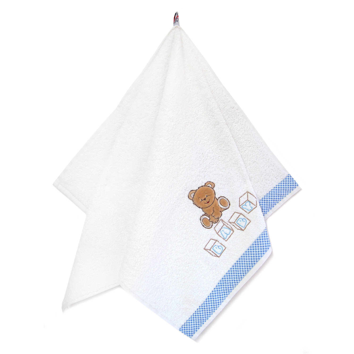 Полотенце ТЕДДИ белое-голубое