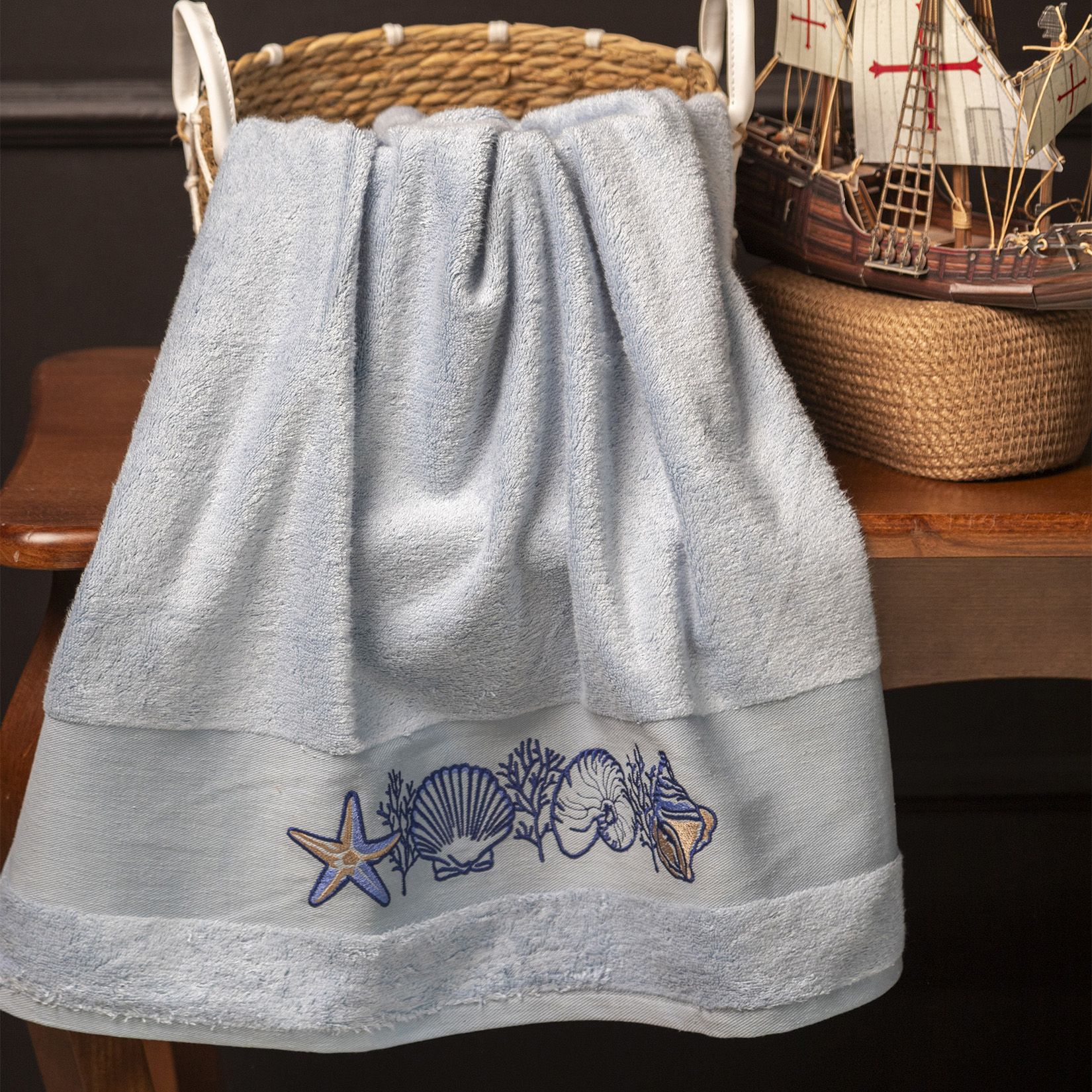 Полотенце СИ ШЕЛЛ голубое