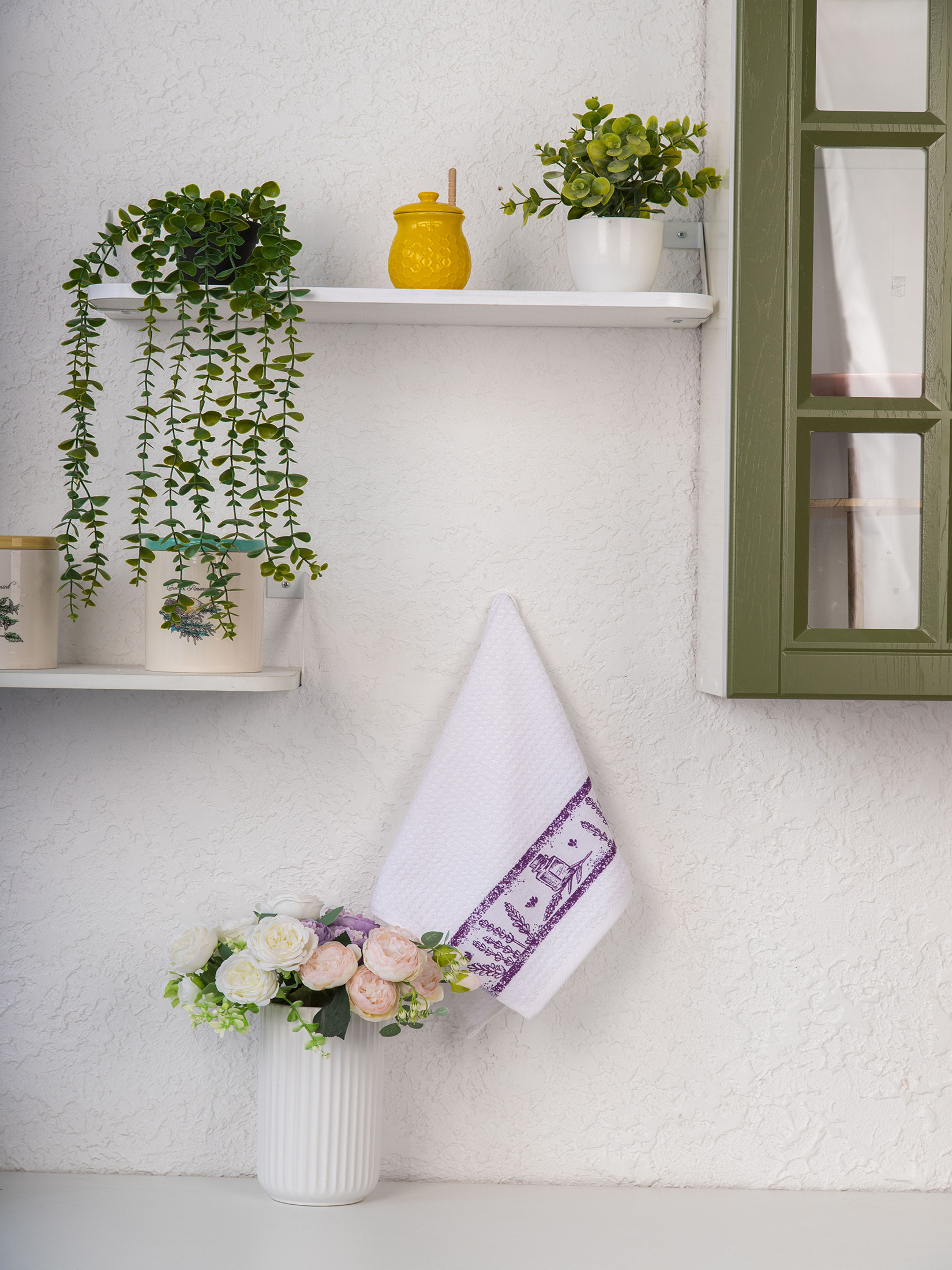 Кухонное полотенце ЛАВАНДА белое