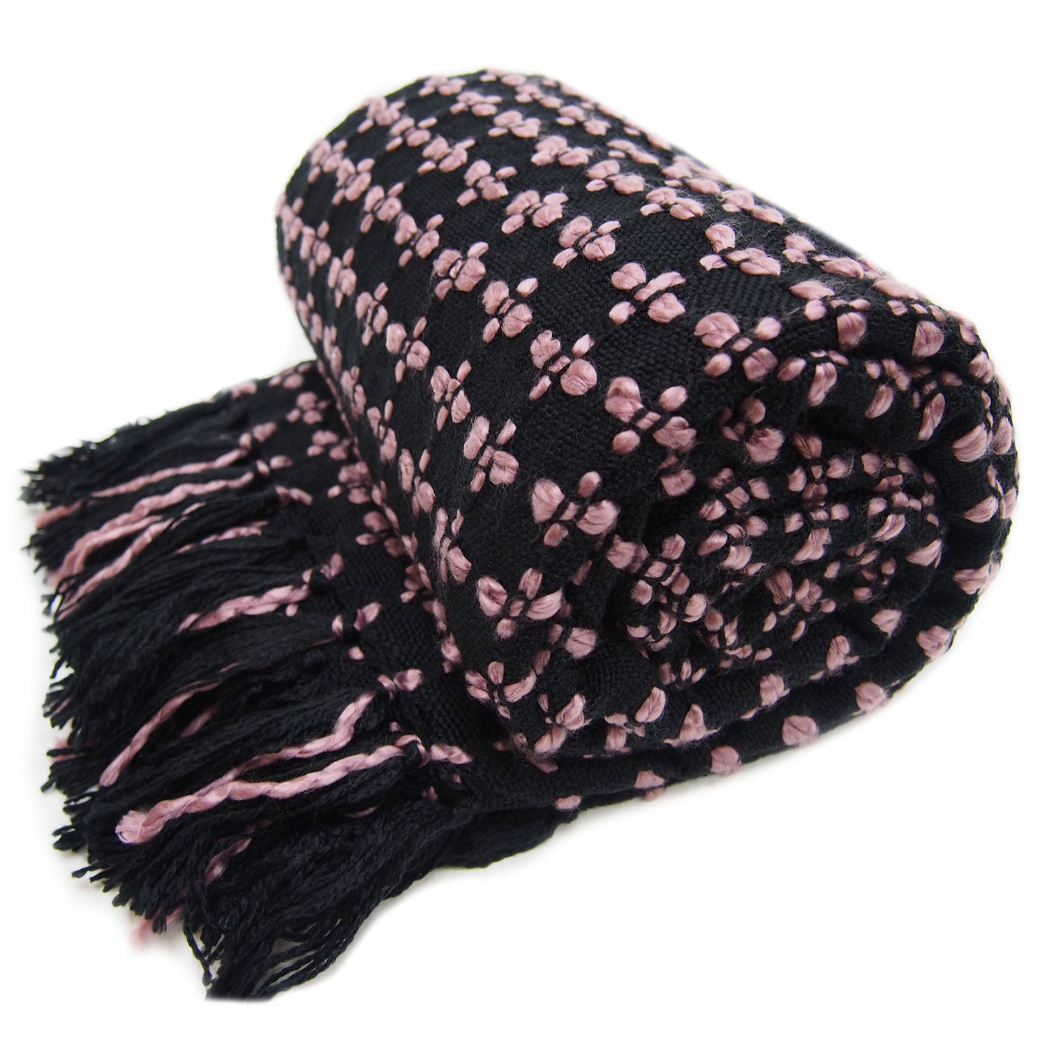 Плед с кистями 9А019 150х200см черный