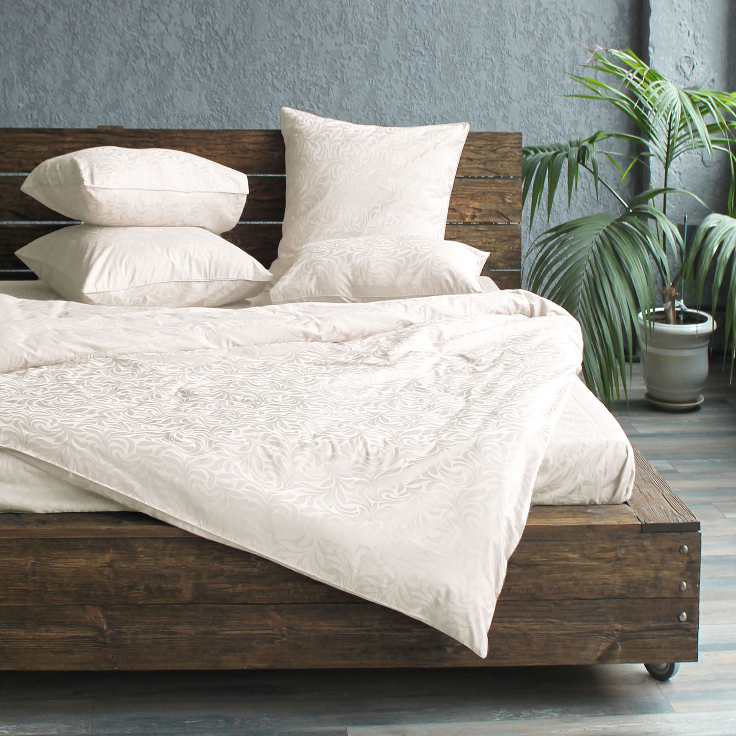 Комплект постельного белья Сатин-Жаккард Премиум жемчужный 1106